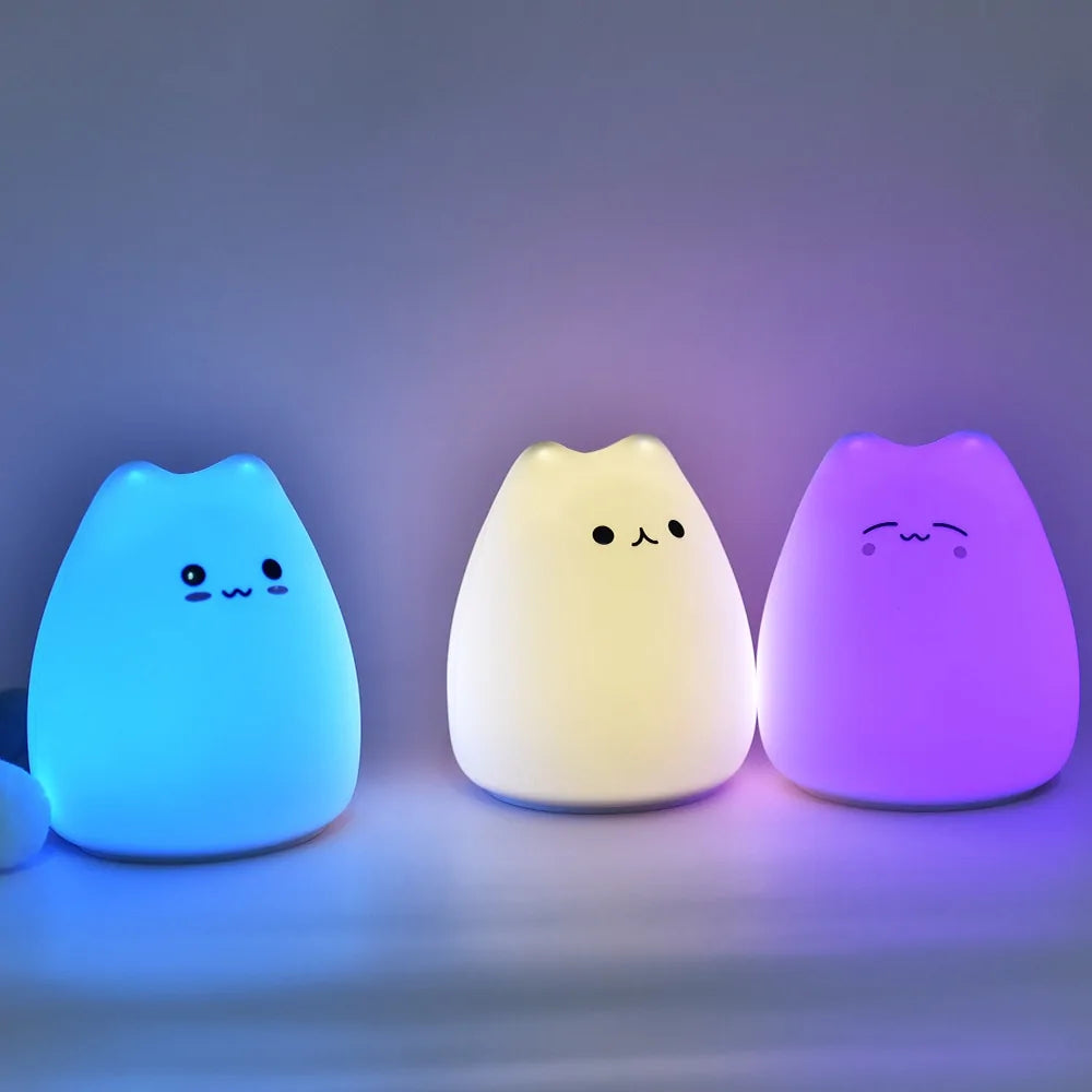 LED Colorful Cat Silicone Night Light