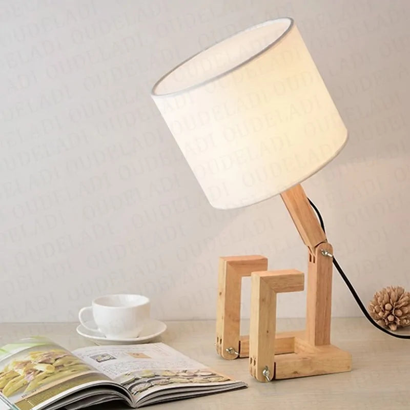 Robot Shape Wooden Table Lamp