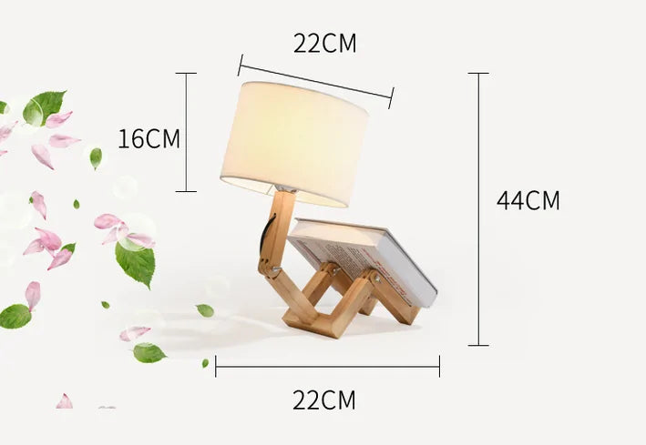 Robot Shape Wooden Table Lamp