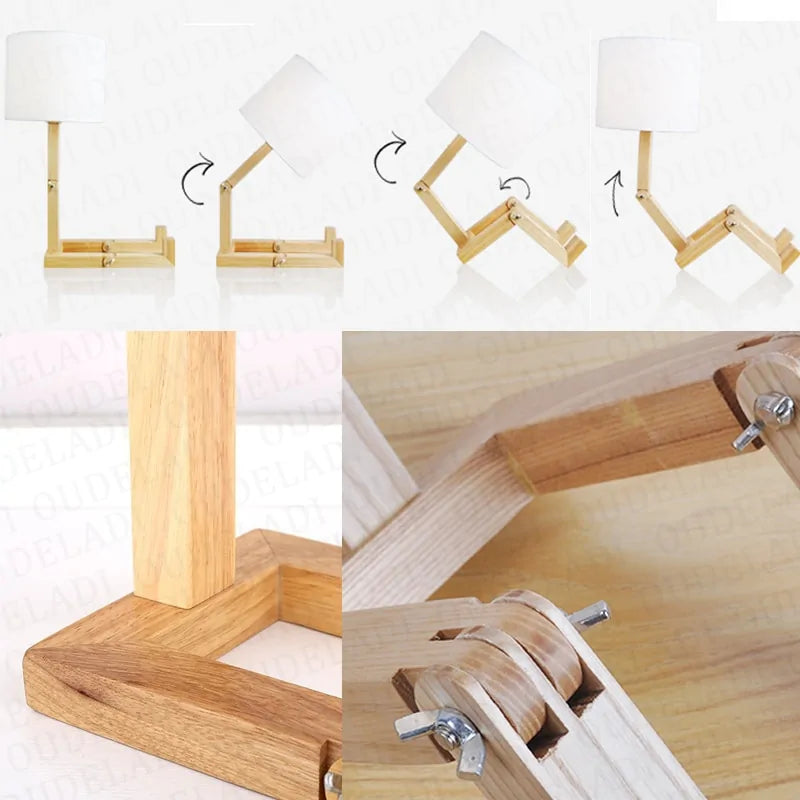 Robot Shape Wooden Table Lamp