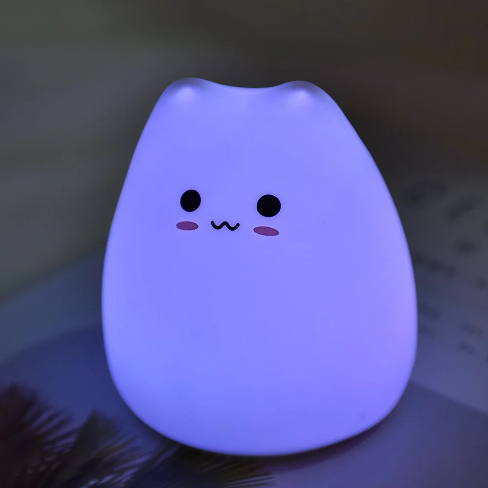 LED Colorful Cat Silicone Night Light