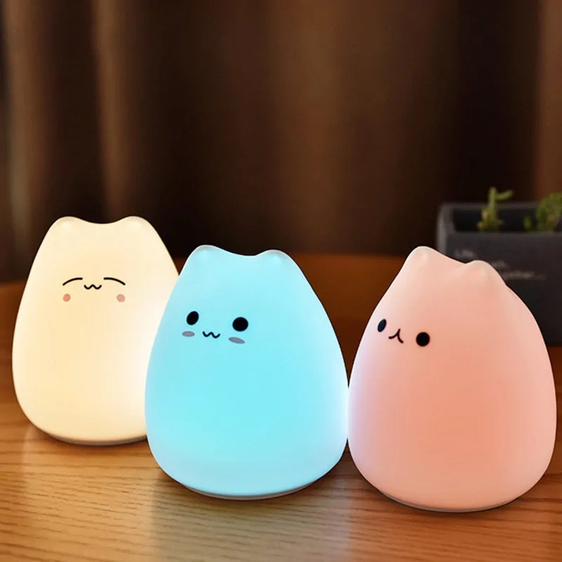 LED Colorful Cat Silicone Night Light