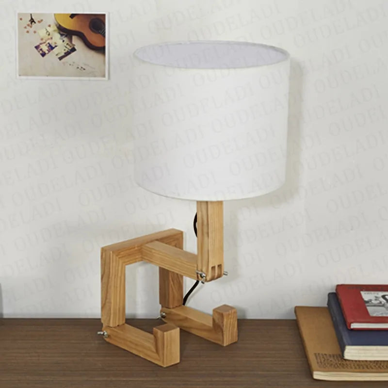 Robot Shape Wooden Table Lamp