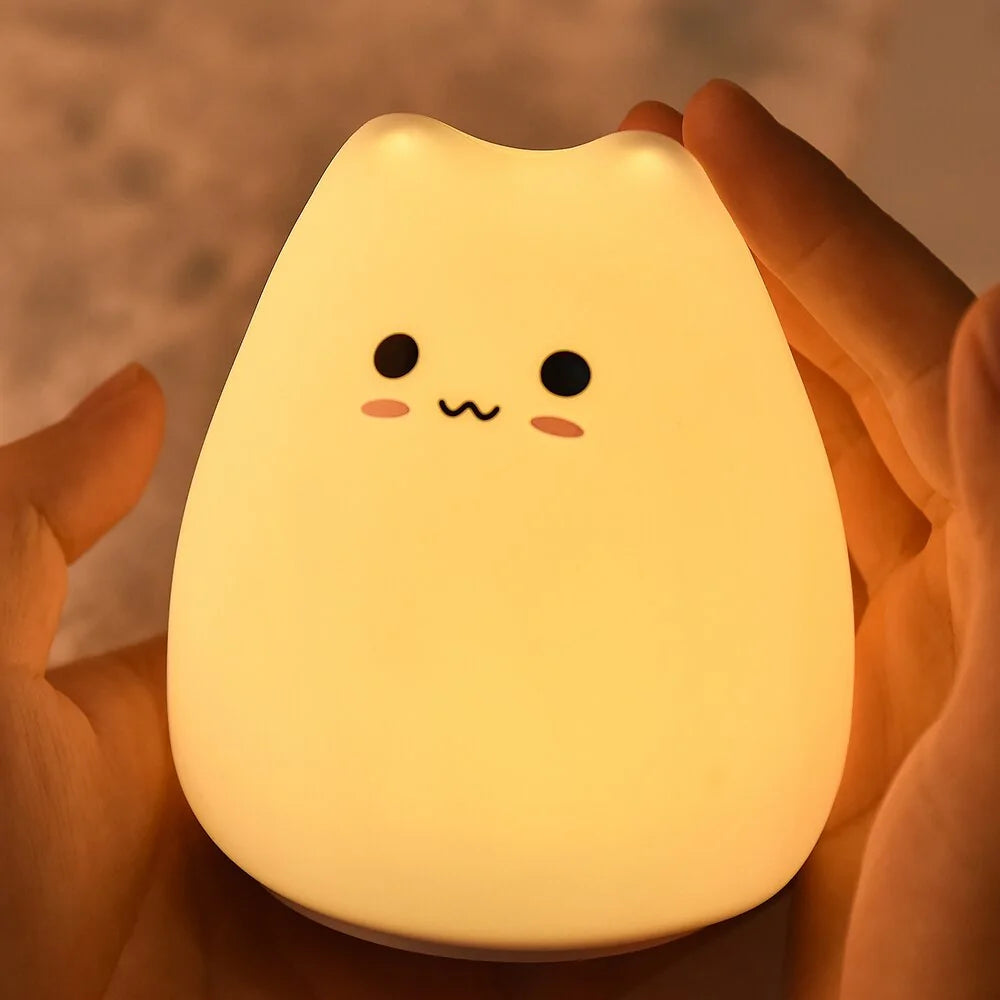 LED Colorful Cat Silicone Night Light