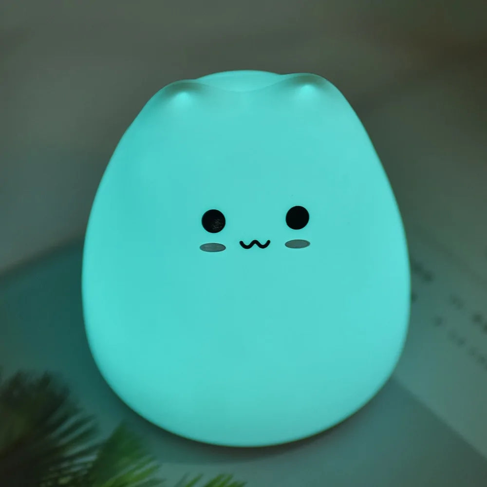 LED Colorful Cat Silicone Night Light